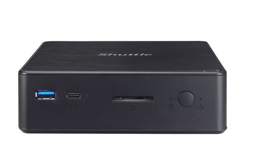 Shuttle Nano PC NC10U , Intel Celeron 4205U, 1x HDMI, 1x DP, 1x 2.5" bay, 1x M.2, 1x LAN, 1x COM, Wifi, 24/7 permanent operation, incl. VESA & Stand