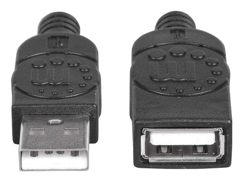 Manhattan USB-A to USB-A Extension Cable, 1.8m, Male to Female, 480 Mbps (USB 2.0), Hi-Speed USB, Black, Lifetime Warranty, Equivalent to USBEXTAA6BK