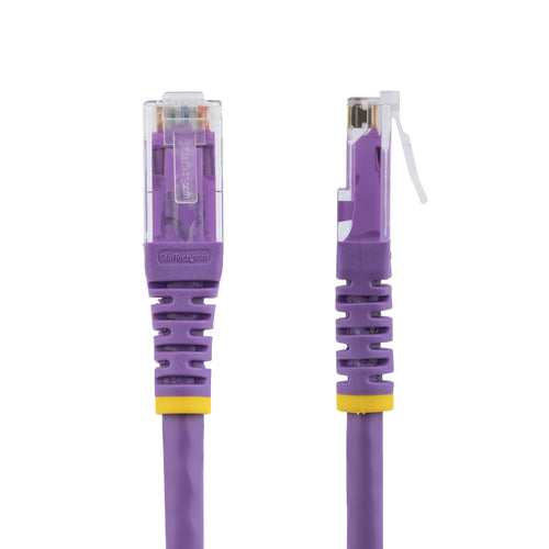 StarTech.com 15ft CAT6 Ethernet Cable - Purple CAT 6 Gigabit Ethernet Wire -250MHz 100W PoE RJ45 UTP Molded Network/Patch Cord w/Strain Relief/ Individually Tested