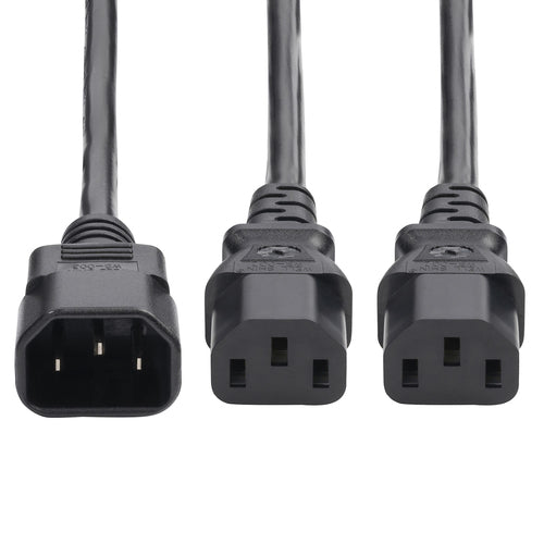 StarTech.com 6ft (1.8m) Power Cord Splitter, C14 to 2x C13 AC Power Cable, 10A 250V, 18AWG, AC Power Cord Splitter, PC Power Supply Cable, TAA Compliant, UL Listed