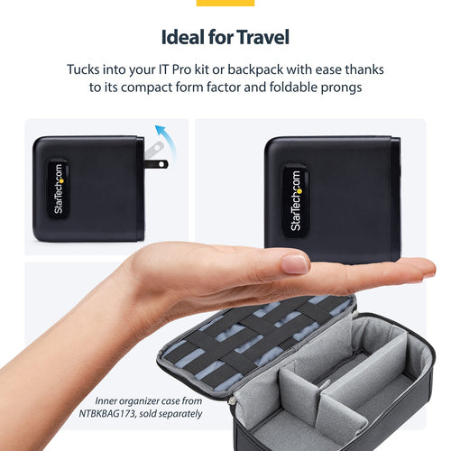 StarTech.com 100W USB-C Wall Charger, 2x USB-C/2x USB-A, Quick Charging Portable GaN Charger Power Adapter, USB Power Delivery 3.0