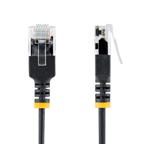 StarTech.com 1ft Black Ultra Slim CAT6a Ethernet Cable, Snagless, UTP, Pure Bare Copper Wire, 34AWG Slim RJ45 Network Patch Cord, Individually Tested