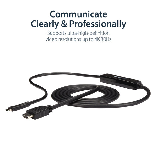 StarTech.com 3ft (1m) USB C to HDMI Cable - 4K 30Hz USB Type-C to HDMI Video Display Converter - USB-C DP Alt Mode to HDMI Monitor Adapter Cord - Thunderbolt Compatible