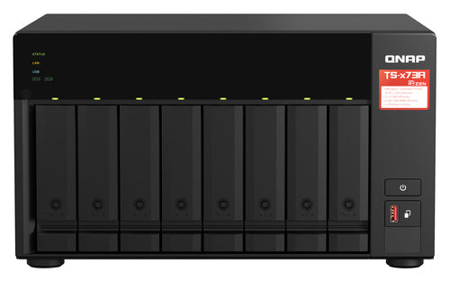QNAP TS-873A NAS Tower Ryzen Embedded V1500B 8 GB DDR4 0 TB QuTS hero Black