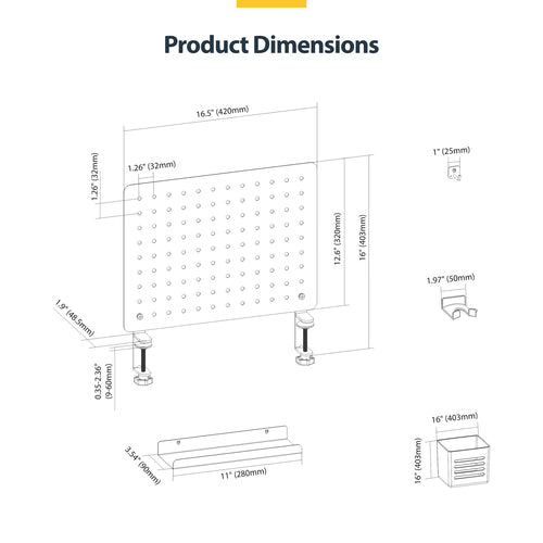 StarTech.com 1612B-DESK-PEGBOARD desk organizer set 1 pc(s)