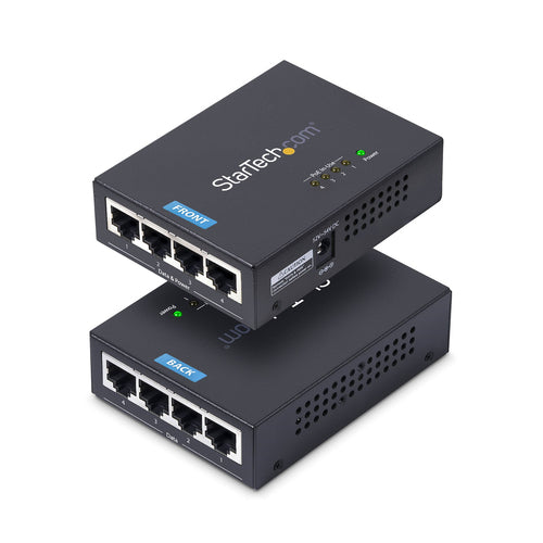 StarTech.com 4-Port Gigabit Midspan, PoE+ Injector, 802.3at and 802.3af, Wall-Mountable Power over Ethernet Midspan, Up to 30.8 Watts per port, Plug-and-Play, TAA