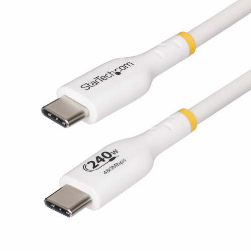 StarTech.com 3ft White USB-C Charging Cable, USB-IF Certified USB C Cable, 240W PD EPR, USB 2.0 Type-C Laptop Charger Cord, USB-C Data Transfer Cable, TPE Jacket