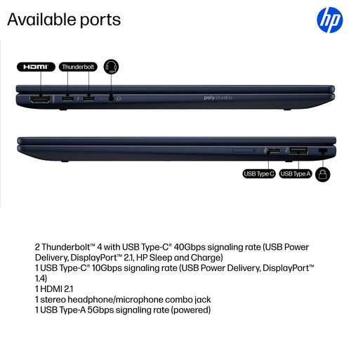 HP EliteBook X Flip G1i Next Gen AI PC Wolf Pro Security Edition Copilot+ PC Intel Core Ultra 7 268V Hybrid (2-in-1) 35.6 cm (14") Touchscreen WUXGA 32 GB LPDDR5x-SDRAM 512 GB SSD Wi-Fi 7 (802.11be) Windows 11 Pro Blue