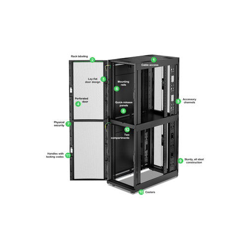 APC NetShelter SX, Server Rack Enclosure, Colocation, 2 x 20U, 600W x 1070D mm, with Sides, Black