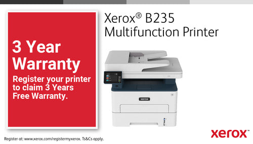 Xerox B235 A4 34ppm Wireless Duplex Copy/Print/Scan/Fax PS3 PCL5e/6 ADF 2 Trays Total 251 Sheets
