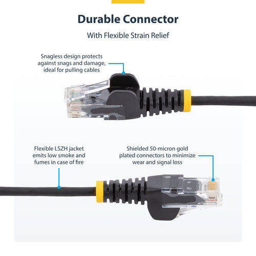 StarTech.com 10 ft. CAT6 Ethernet Cable - Slim - Snagless RJ45 Connectors - Black