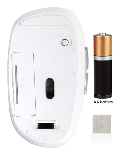 Manhattan USB-A Nano Receiver, Six Buttons with Scroll Wheel, 800/1200/1600 dpi, Wrist-Friendly Contour, White