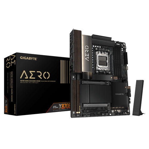 GIGABYTE X870E AERO X3D DARK WOOD Motherboard - Supports AMD Ryzen 9000 CPUs, 16+2+2 Phases Digital VRM, up to 9000Hz DDR5 (OC), 2xPCIe 5.0 + 2xPCIe 4.0, Wi-Fi 7, 5GbE LAN, USB 4