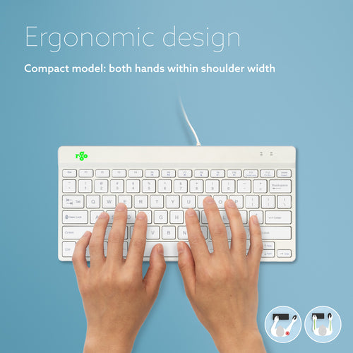 R-Go Tools Ergonomic keyboard R-Go Compact Break, compact keyboard with break software, QWERTY (US), wired, white