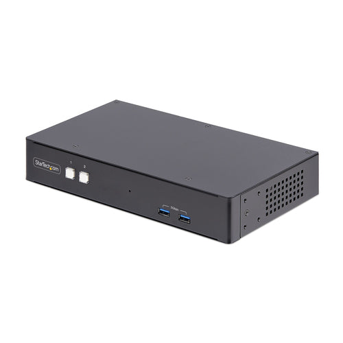StarTech.com 2-Port Dual-Monitor DisplayPort KVM Switch, RS232 Serial Control, 4K 60Hz, 2x USB 5Gbps Hub Ports, 2x USB 2.0 HID Ports, Hotkey/Pushbutton Switching, TAA Compliant - Includes 2x DP and USB Host Cables
