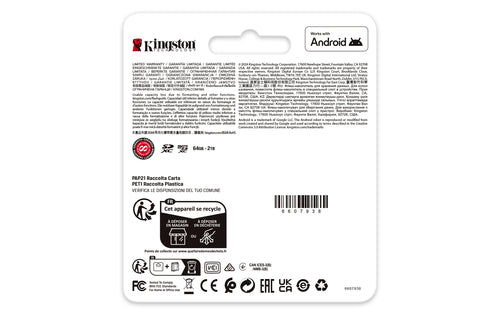Kingston Technology 256GB microSDXC Canvas Go Plus Gen4 200MB/s A2 U3 V30 Card + Adapter