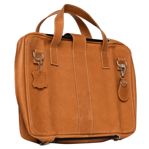 R-Go Tools Laptop bag R-Go Viva, full-grain leather, with integrated laptop stand, shoulder strap, 15.6-inch, brown