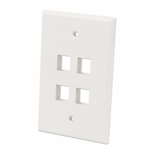 Intellinet 4-Outlet Oversized Keystone Wall Plate, Ivory