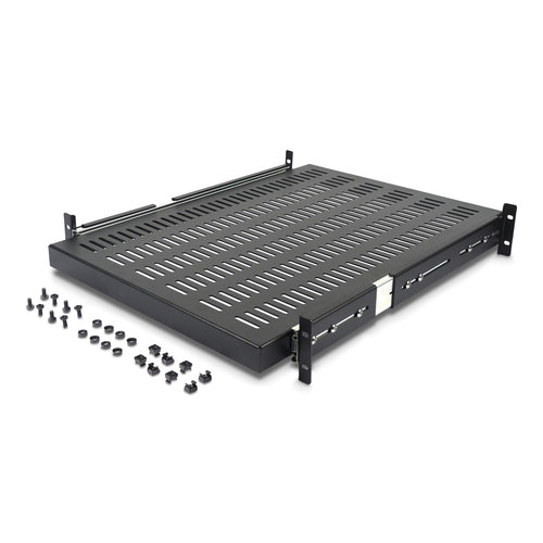 StarTech.com 2U Sliding Server Rack Mount Shelf - 20 to 30in Adjustable Mounting Depth - Vented - 50lb - Heavy Duty Universal 19” Rack Shelf for Equipment Rack - 24in Deep