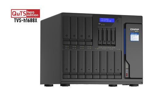 QNAP TVS-h1688X NAS Tower Intel® Xeon® W-1250 32 GB DDR4 0 TB QuTS hero Black
