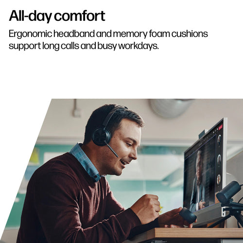HP Poly Voyager Focus 2 Microsoft Teams Certified USB-C-C Headset +USB-C/A Adapter +Charging Stand
