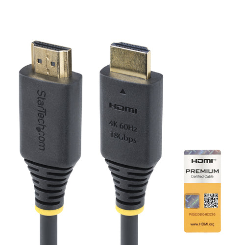StarTech.com 3ft (0.9m) Premium Certified High Speed HDMI Cable, 4K 60Hz/1440p 144Hz, HDR10/HDCP 2.2/ARC, 18Gbps, UHD HDMI 2.0 Cord for TV/Monitor/Display, TPE Jacket