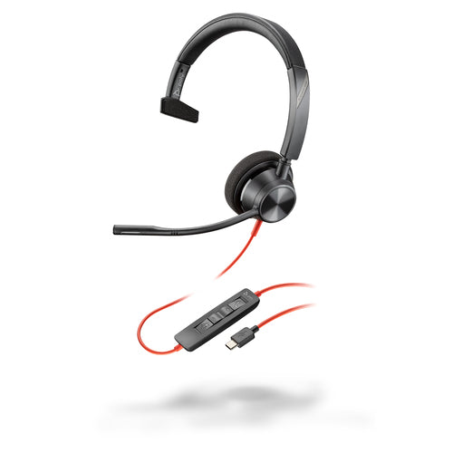 HP Poly Blackwire 3310 Monaural USB-C Headset +USB-C/A Adapter