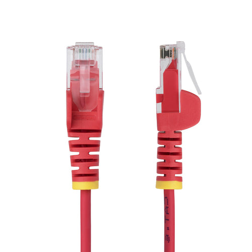 StarTech.com 50ft Red Slim CAT6 Ethernet Cable, Snagless, 100W PoE, UTP, LSZH, 28AWG Pure Bare Copper Wire, Slim RJ45 Network Patch Cord w/Strain Reliefs, Individually Tested