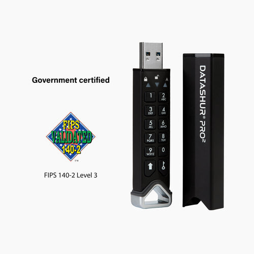 iStorage datAshur PRO2 4 GB | Secure Flash Drive | FIPS 140-2 Level 3 Certified | AES-XTS 256-bit hardware encryption | Password protected | Dust/Water-Resistant |