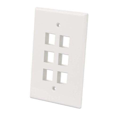 Intellinet 6-Outlet Oversized Keystone Wall Plate, Ivory