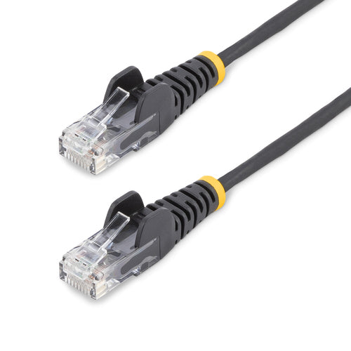 StarTech.com 5ft Black Slim CAT6 Ethernet Cable, Snagless, 100W PoE, UTP, LSZH, 28AWG Pure Bare Copper Wire, Slim RJ45 Network Patch Cord w/Strain Reliefs, Individually Tested