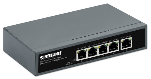 Intellinet 5-Port PoE++ Switch with 4 Gigabit Ethernet Ports and 1 RJ45 Gigabit Uplink Port