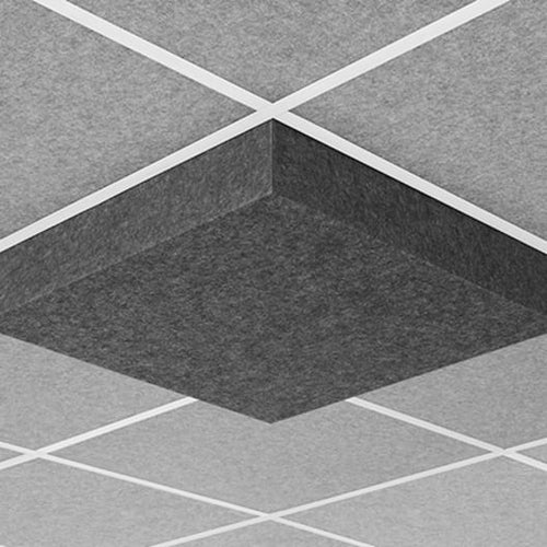Middle Atlantic Products Nivo Acoustic Ceiling Tile with 4 inch Drop Profile in Silver Gray, 4 inch Drop, 9/16" Layin