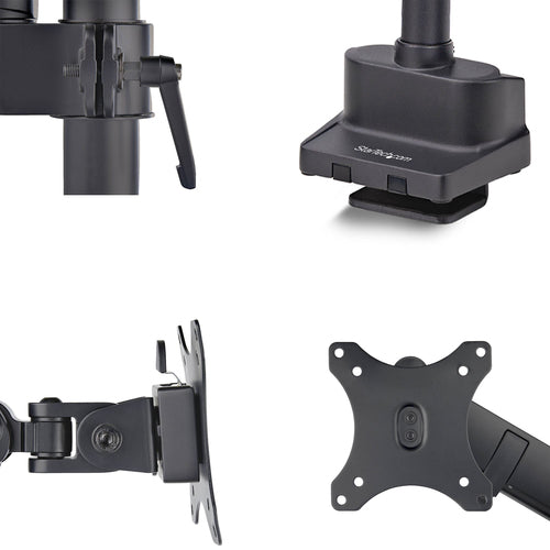 StarTech.com Desk Mount Monitor Arm, Up to 40-inch Screen/17.6lb (8kg), Mechanical Spring-Assisted Arm, C-Clamp/Grommet, Top-Down Installation, Toolless Adjustment