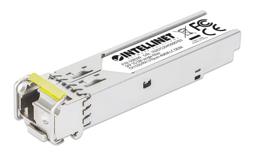Intellinet Gigabit Fiber WDM Bi-Directional SFP Optical Transceiver Module 1000Base-BX-D (LC) Single-Mode Port, 40 km (25 mi.), BiDi WDM (RX1310/TX1550), MSA-compliant for Maximum Compatibility, Silver