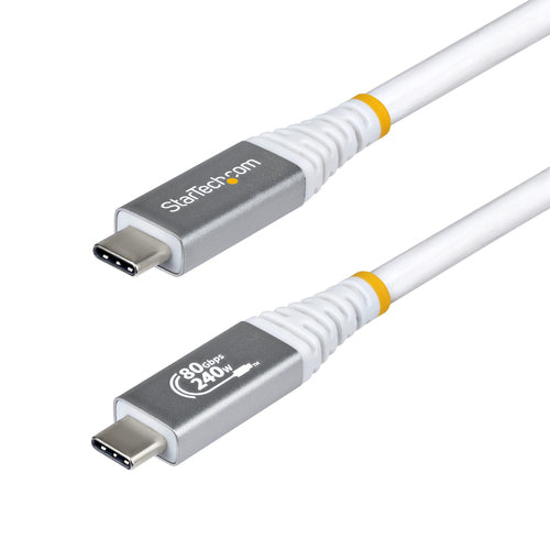 StarTech.com 3ft (91cm) USB4 Cable, 80Gbps, USB-IF Certified USB-C Cable, 240W PD, 8K 120Hz/4K 240Hz DP2.1 DP80, TPE Jacket, Thunderbolt 4 Compatible - White USB-C Cord