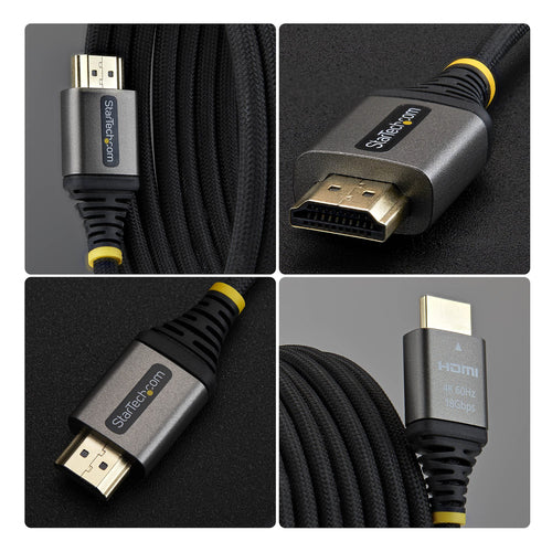 StarTech.com 50cm (1.6ft) Premium Certified High Speed HDMI Cable, Ultra Flexible HDMI Cable, 4K 60Hz/1440p 144Hz w/HDR10/ARC, 18Gbps, High Flex Braided HDMI Cord