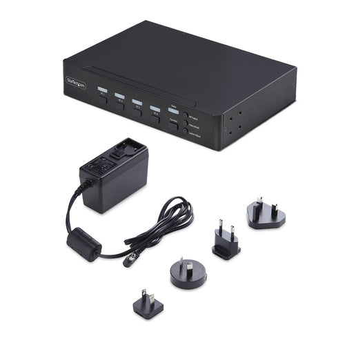 StarTech.com 4-Port DisplayPort KVM Switch with Mouse Roaming and Multi-View / Picture-in-Picture, 4K 60Hz, USB 3.0 (5Gbps) Hub, Hotkey Control, TAA Compliant