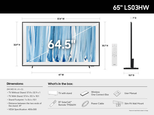 Samsung Neo QN65LS03HWFXZA TV 165.1 cm (65") Smart TV Wi-Fi Black
