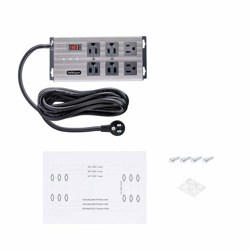 StarTech.com 6-Outlet Industrial Power Strip 125V/15A, EMI/RFI Isolation, Surge Protection, Mountable PDU, Attached 8ft/2.4m Power Cord, NEMA 5-15P/R, UL Listed