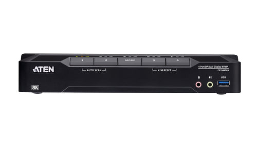 ATEN 4-Port USB 3.0 8K DisplayPort Dual-Display KVMP™ Switch (Cables included)