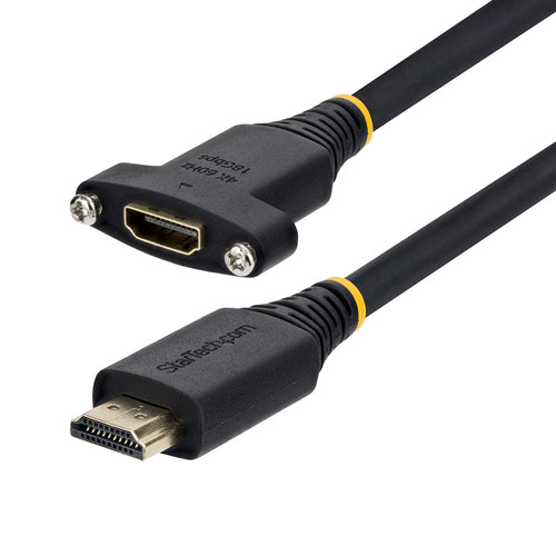 StarTech.com 1m (3ft) Panel Mount HDMI Cable, High Speed HDMI Panel Mount Extension Cable, 4K 60Hz/1440p 144Hz, HDMI Male to Female Panel Mount Adapter Cable