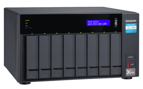 QNAP TVS-872X NAS Tower Intel® Core™ i3 i3-8100T 8 GB DDR4 0 TB QNAP Turbo System Anthracite