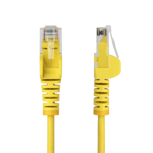 StarTech.com 20ft Yellow Slim CAT6 Ethernet Cable, Snagless, 100W PoE, UTP, LSZH, 28AWG Pure Bare Copper Wire, Slim RJ45 Network Patch Cord w/Strain Reliefs, Individually Tested