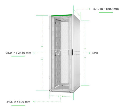 APC NetShelter SX, Server Rack Enclosure, Gen 2, 52U, 2436H x 800W x 1200D mm, with Sides, White