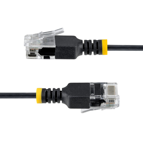 StarTech.com 3ft Black Ultra Slim CAT6a Ethernet Cable, Snagless, UTP, Pure Bare Copper Wire, 34AWG Slim RJ45 Network Patch Cord, Individually Tested