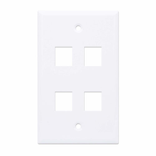 Intellinet 4-Outlet Keystone Wall Plate, White