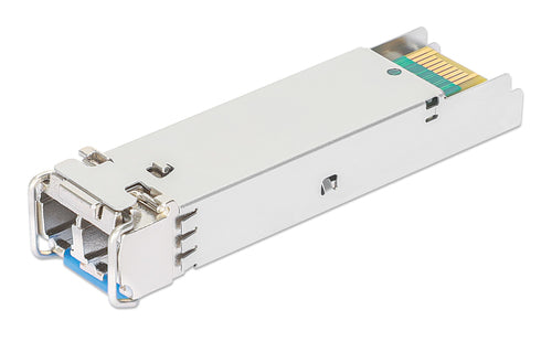 Intellinet Industrial Gigabit Fiber SFP Optical Transceiver Module 1000Base-LX (LC) Single-Mode Port, 10 km (6.2 mi.), MSA-compliant for Maximum Compatibility, Silver