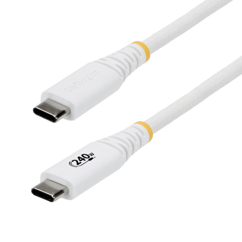 StarTech.com 3ft (91cm) USB-C Charging Cable, Durable and Ultra-Flexible, 240W (5A) PD EPR, USB 2.0 Laptop Charger Cable, USB-IF Certified, Rugged USB-C Charging Cord - White