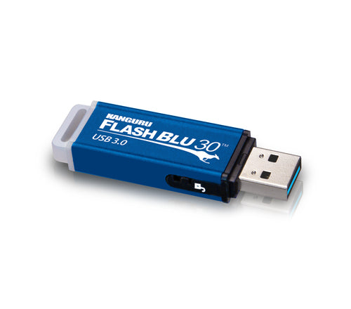 iStorage Kanguru FlashBlu30 SuperSpeed USB3.0 64GB |Secure Flash Drive| Physical Write Protect Switch | Windows “Ready Boost” compatible